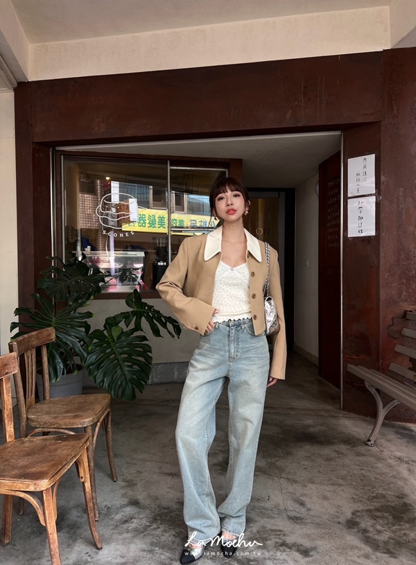 復古撞色短版西裝外套(闆娘.花花清單)